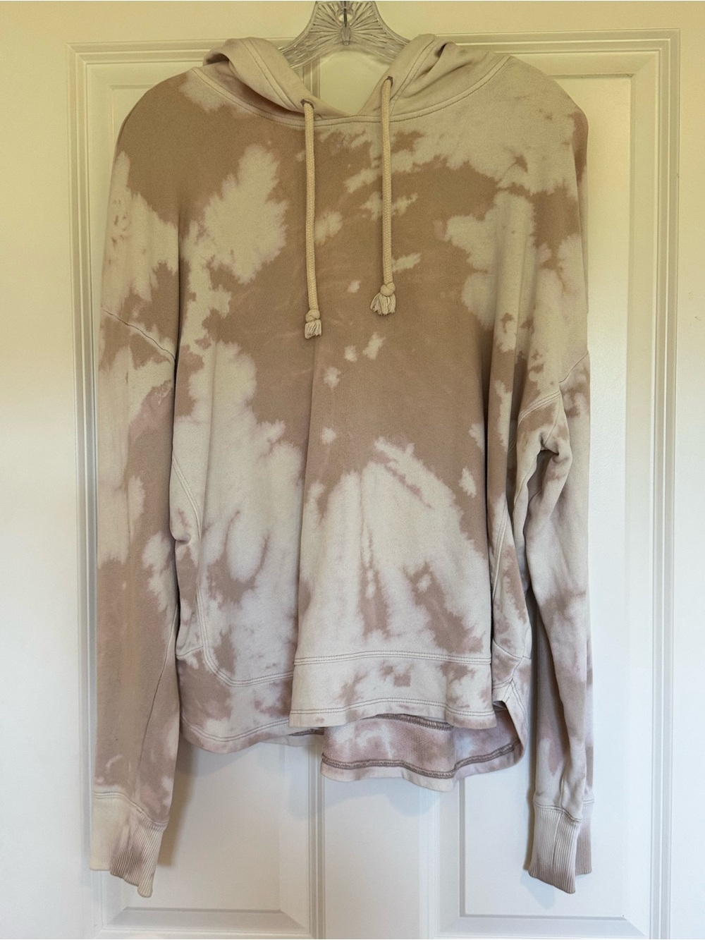 Tie-Dye oversized Hooded Sweatshirt - Beige/Cream